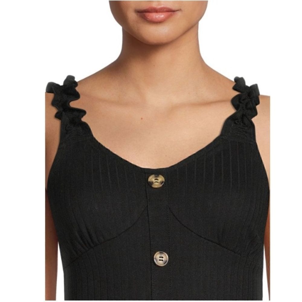 Rib Button Front Ruffle Strap Tank Top 2-Pack Size XS - Picture 3 of 11